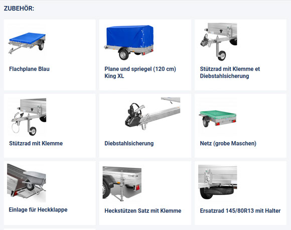 Optionen für Saris Anhänger Modell King