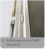 Zum Verzurren den Zurrpunkt einfach aus der V Seitentraverse ziehen Zurrpunkt bei Saris Pritschenanhänger in Ruhe Stellung